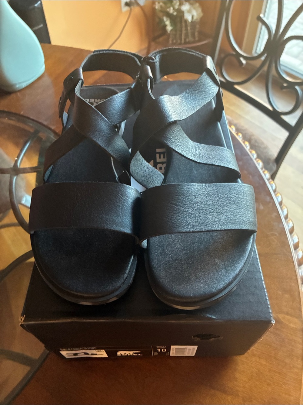 Sorel Black Strappy Sandals
